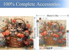 Cat Diamond Art Painting Kits,5D Full Round Drill Cute Kitten Painting by Numbe