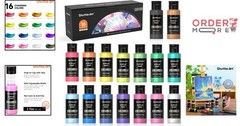 Color Change Acrylic Paint Set 16 Colors Shimmering Iridescent Artist Craft