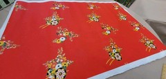 Japanese Art Paper Handmade Chiyogami Vintage Red Floral Rickshaw Print 37×25″