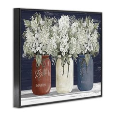 ‘Americana Floral 14″L x 11″W Midnight Black (Textured) Framed Giclée (1.5″D)