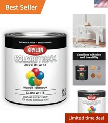ColorMaxx Gloss Interior/Exterior Acrylic Latex Paint, White, 1/2 Pt. – 1 Each