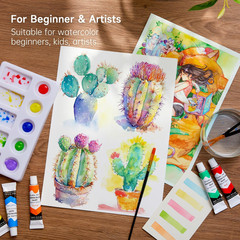 Watercolor Paint Set, 15 Colors Watercolor Paint in Tubes (12ml Each) with 3 Bru