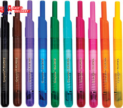 Clicks Retractable Tip Markers (10Ct), Washable Cone Tip Art Marker Set, Cute Ae