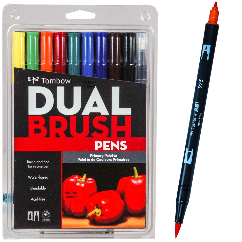Tombow Dual Brush Pens, Primary Pallette, 56167, 10 Pen Set