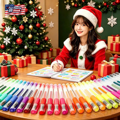 Taotree Glitter Gel Pens, 32 Colors Neon Glitter Pens Fine Tip Art Markers Set 4