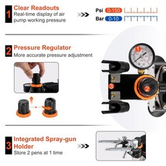 Professional Dual-Action Airbrush Kit 120W Electric Spray Gun Air Brush Painting