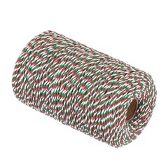 Cotton Rope Twisted Braided Rope Cord, Red Green and White 200M/218 Yard 2mm Dia