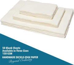 Wanderings Handmade A4 Cream Mixed Media Paper with Deckle Edge – 8.3″ X 11.7″ –