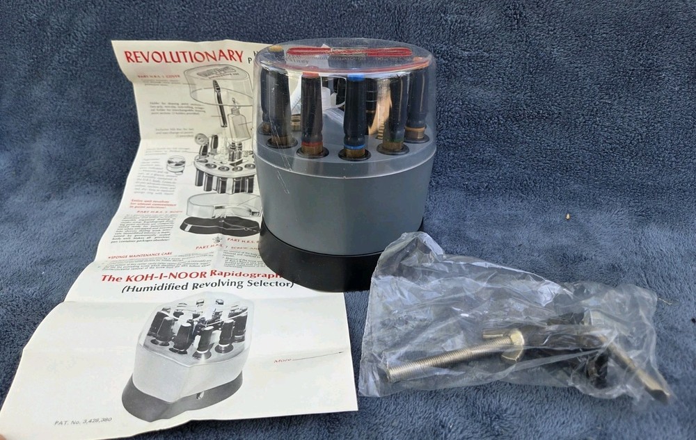 RARE – Complete Late 70’s KOH-I-NOOR Rapidograph Technical Pens HRS Carrousel