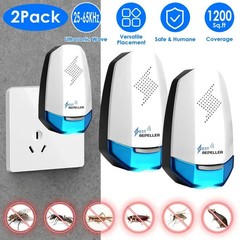 2 Pack Ultrasonic Pest Repeller – 25 – 65KHz Variable Frequency, Covers 1200 Sq.