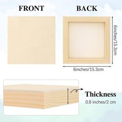 8 Pack 6×6 Inch Unfinished Square Wood Panels Blank Canvas Boards for Painting