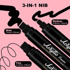 FUMILE 5 Pcs Black Jumbo Poster Marker,15mm Wide 1 Count (Pack of 5),
