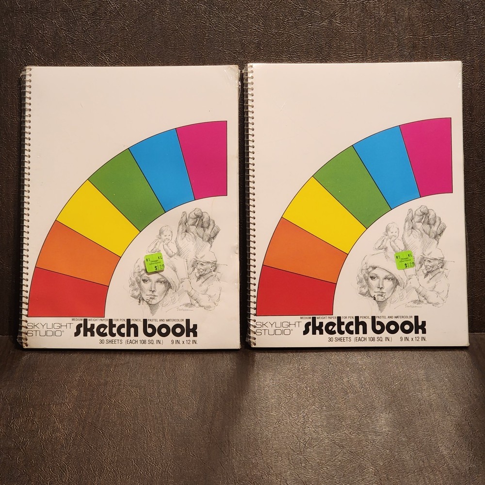 2 New Sketch Book Medium Weight Paper 30 Sheets 9″x12″ Art Skylight Studio NOS