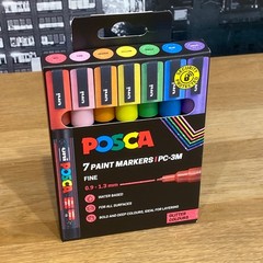 Uni Posca Paint Markers Pen Permanent Fine Tip Glitter Colours PC-3M Set of 7