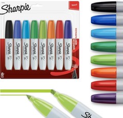 8-Count Chisel Tip Permanent Markers in Assorted Vibrant Colors for Creative Art