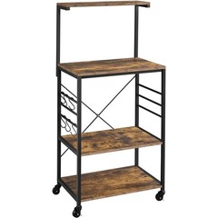 50″H Metal Kitchen Baker’s Rack with Side Hooks, Rustic Brown