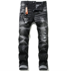 Black and gray paint with torn holes wild zipper decoration personalized new jea