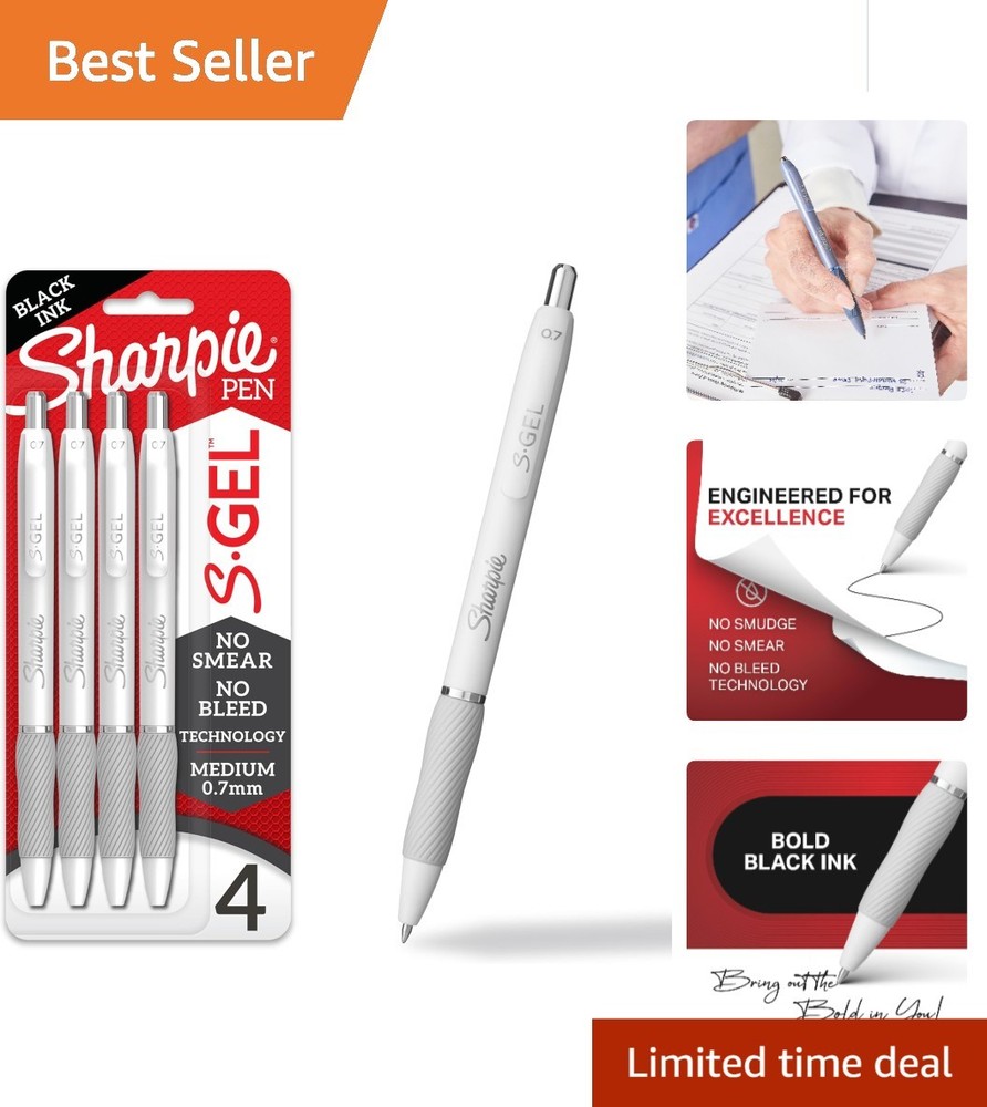 Comfortable Writing with 4 S-Gel Pens – Medium Point 0.7mm, Retractable Style