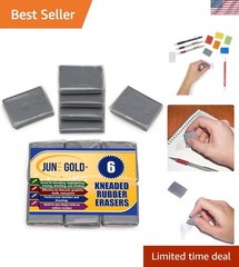 6 Moldable Gray Kneaded Erasers | Ideal for Correcting Charcoal & Pencil Art
