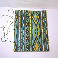 Canvas Sketch Book Paperback Moroccan Indian Tribal Green Yellow Aztek Print