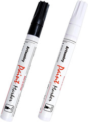 Permanent Paint Pens Paint Markers – 2 Pack Black & White Oil Based Quick Dry Wa