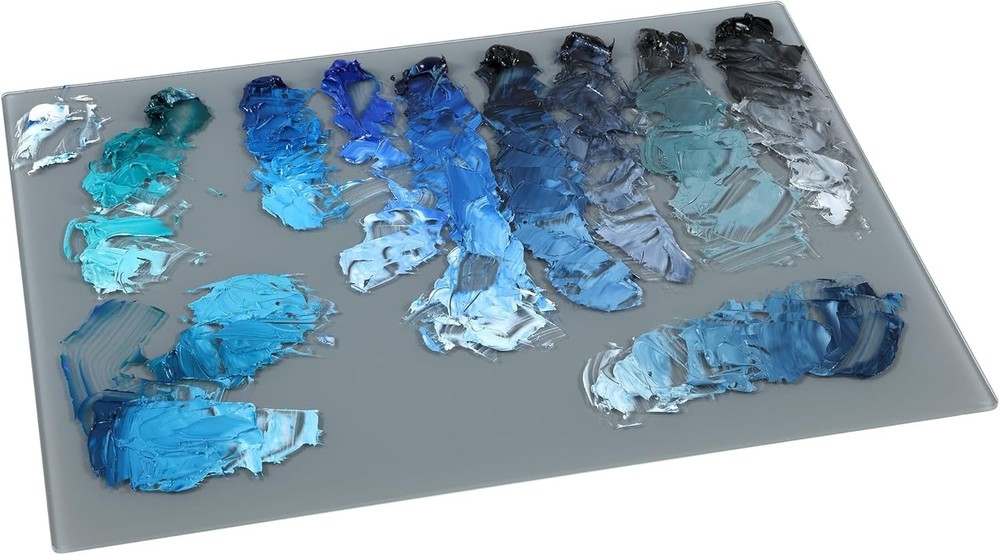 New York Central Grey Tempered Glass Palette 12×16 Tabletop Rectangle – Scratch-