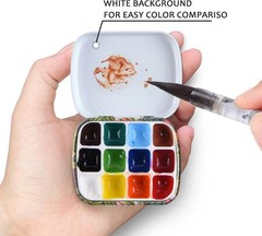 Portable Mini Tin Watercolor Palette with Clip & Oil Pot for Outdoor Artists