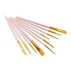 1 Pack Paint Brushes Set, 10 Pcs Nylon Hair Painting Brushes for Watercolor,