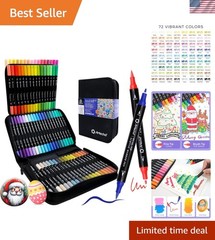 Acrylic Paint Markers 72 Colors with Bag, Acrylic Paint Pens with Brush Tip a…