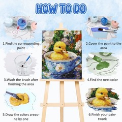 Duck Paint by Numbers for Adults, Flowers Paint by Numbers Kit for
