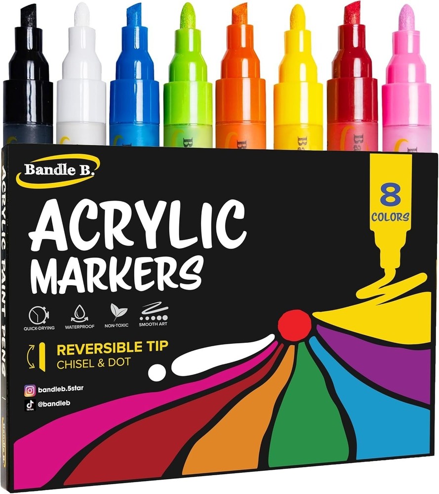 Acrylic Paint Markers-Set of 8 Paint Pens for Art,Fabric,Coloring and Journaling