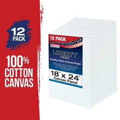 Blank Cotton Canvas Panels 18″x24″ 12 PK Mounted Art Boards Paint Supplies Craft