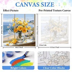 Paint by Numbers Kit for Adults Beginner, Flower Adult Paint by Number Kits