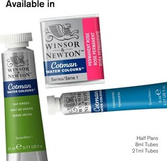 Versatile Cotman Half Pan Watercolor: Viridian Hue, 2ml for Indoor/Outdoor Use