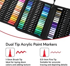 Quick-Drying 72 Multi-Surface Acrylic Markers – Gift for Creative Youth