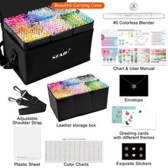 SFAIH Alcohol Markers Fine & Chisel – 217 Colors Dual Tip Coloring Markers fo…