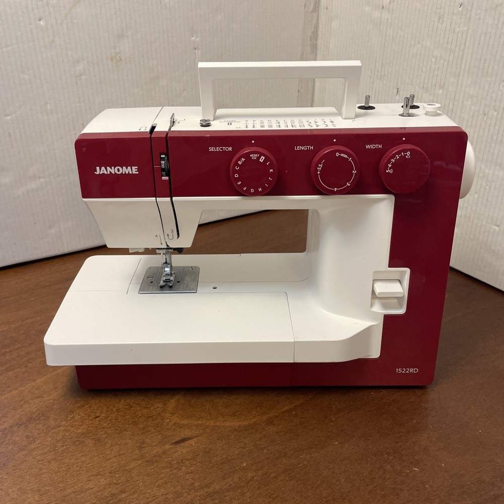 Beginner Sewing Machine – Janome 1522RD Red 22 Stitches Built in Threader