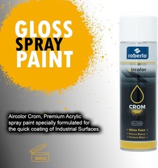 Aircolor Crom Fast-Drying Gloss White Spray Paint – 500ml Indoor/Outdoor Coating
