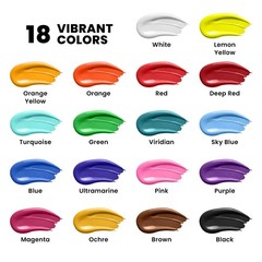 18 Colors Acrylic Paint Set, 8.45oz/250 ml Large Bulk Acrylic Paint, Rich Pig…