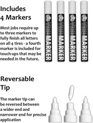 White Tire Paint Marker for Car Tire Lettering 4 Pack Permanent Tire Paint P …
