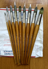 NEW Isabey 6512 Isacryl Round Paint Brush Lot of 9 – sizes 6 8 12 14 16 18 20