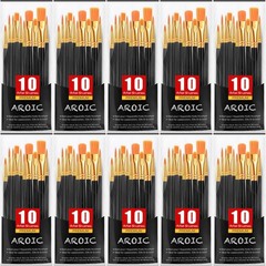 AROIC Paint Brush Set, 10 Pack 100 Pcs Acrylic Brushes 100pcs, Black