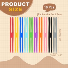 6.3 x 0.6 Inch 10 Pcs Silicone Elastic Rubber Wrapping Bands, Multi-Colors
