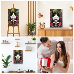 Adult 8×12 Cat Coffee Paint by Numbers Kit – Framed Canvas, Easel, DIY Decor