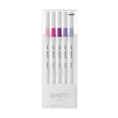 UNI EMOTT FINE 0.4 FINELINER PENS 5 COUNT NEW purple