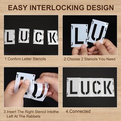 Qdfmkac 42 Pcs 2 in Letter Stencils for Painting, Interlocking 2 INCH, white
