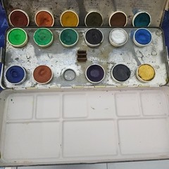 Vintage Pelikan Watercolor Paint in tin 66/24 Made in Germany missing 1 pan