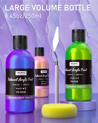 20 Colors Iridescent Acrylic Paint, 8.45Oz / 250Ml Large Bulk Metallic Acrylic P