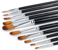 Transon Synthetic Filbert Paint Brush Set 10pcs for 10 PCS, Black