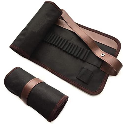 Canvas Pencil Wrap Case Colored Pencil Roll Holder Storage Pouch Brown 48 Holes